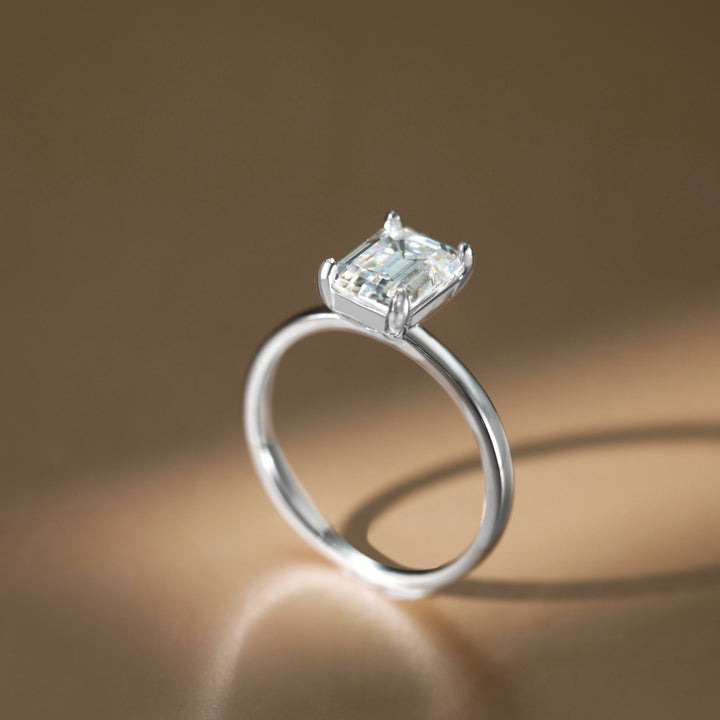 Side view of affordable 2ct moissanite low Profile engagement rings