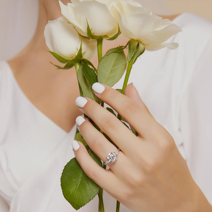 2ct moissanite rings for engagement worn on hand