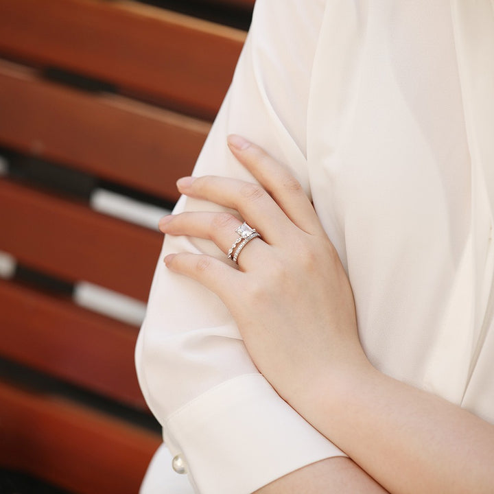 2ct princess classic engagement ring worn on hand