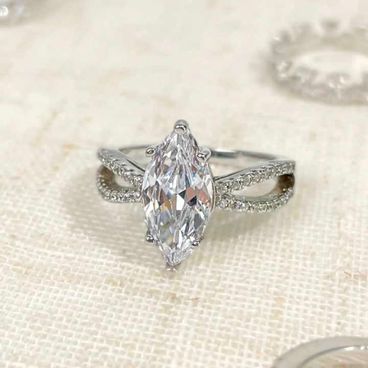 2ct s925 marquise cut zirconia engagement ring