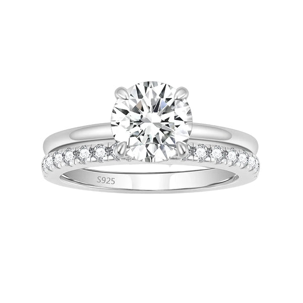 2ct timeless round moissanite wedding ring sets for women