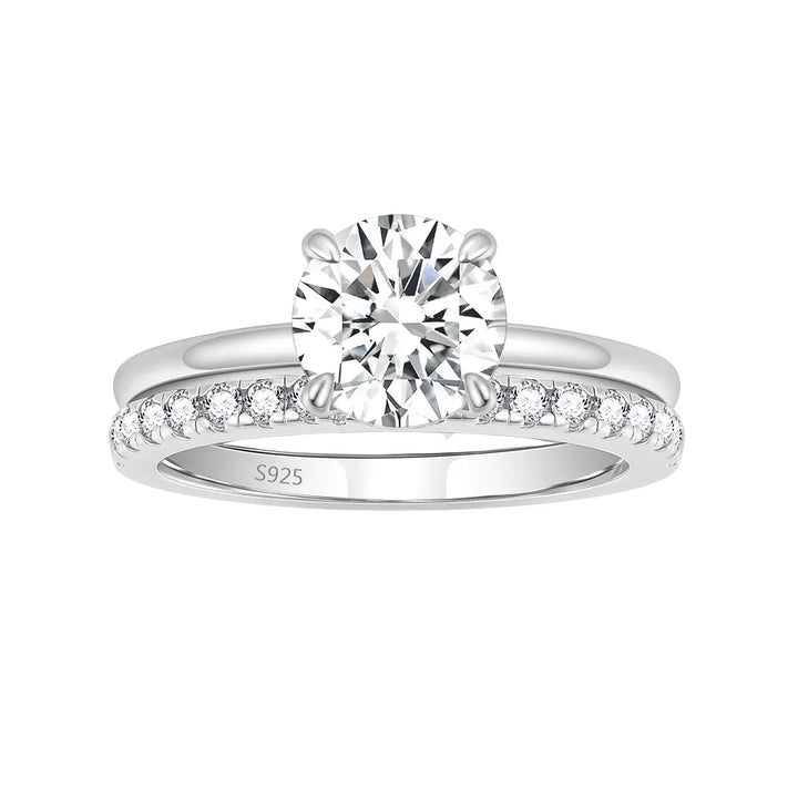 2ct timeless round moissanite wedding ring sets for women