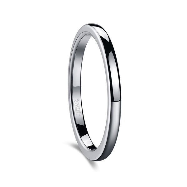 White Thin Tungsten Polished Classic Wedding Bands 2mm - 8mm