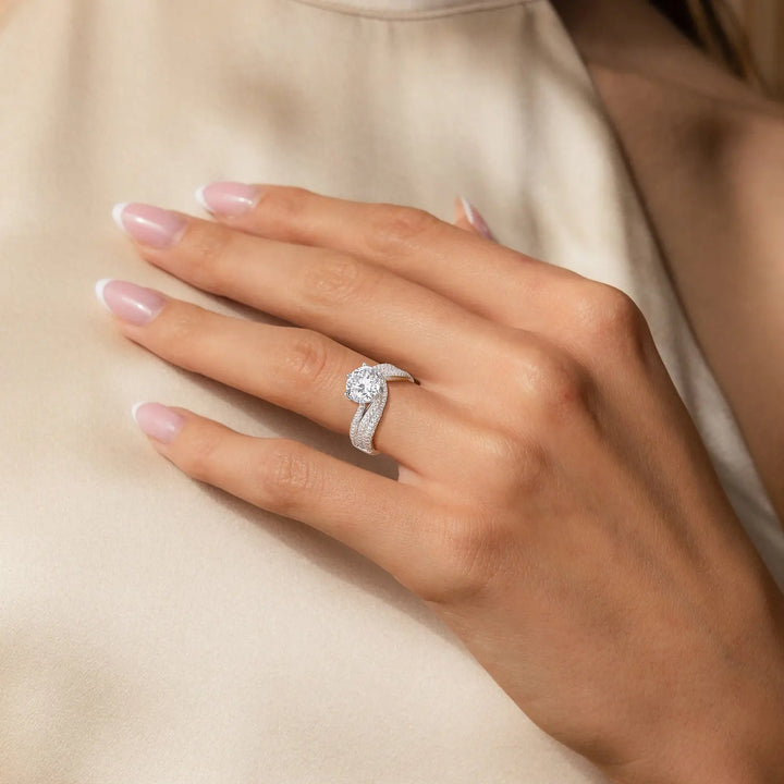 3CT, 5CT Low Profile Engagement Ring with Moissanite 