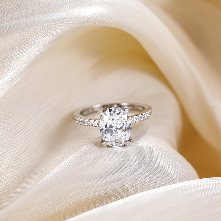 3CT 925 Silver Engagement Oval Cut Moissanite Ring