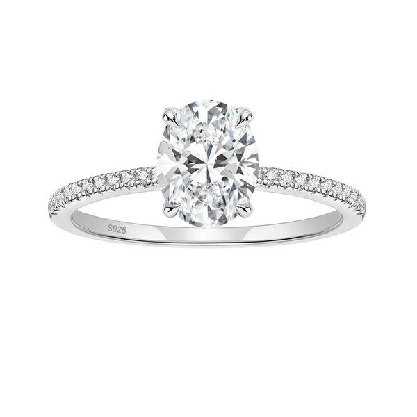3CT 925 Silver Engagement Oval Cut Moissanite Ring