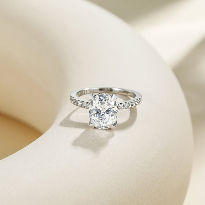 3CT 925 Silver Engagement Oval Cut Moissanite Rings