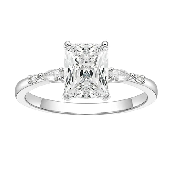 3CT Radiant Engagement Moissanite Ring in 925 Sterling Silver