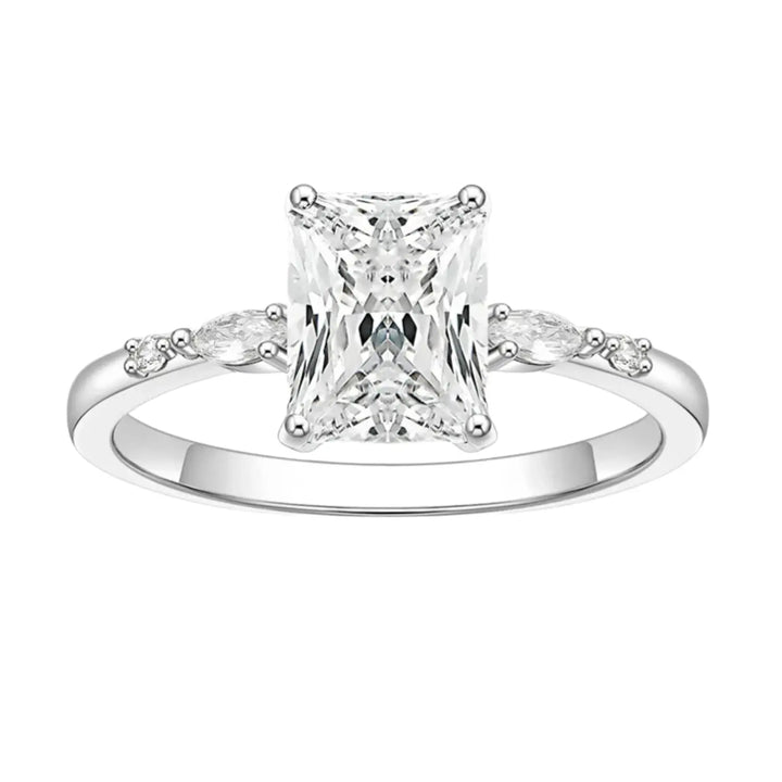 3CT Radiant Engagement Moissanite Ring in 925 Sterling Silver