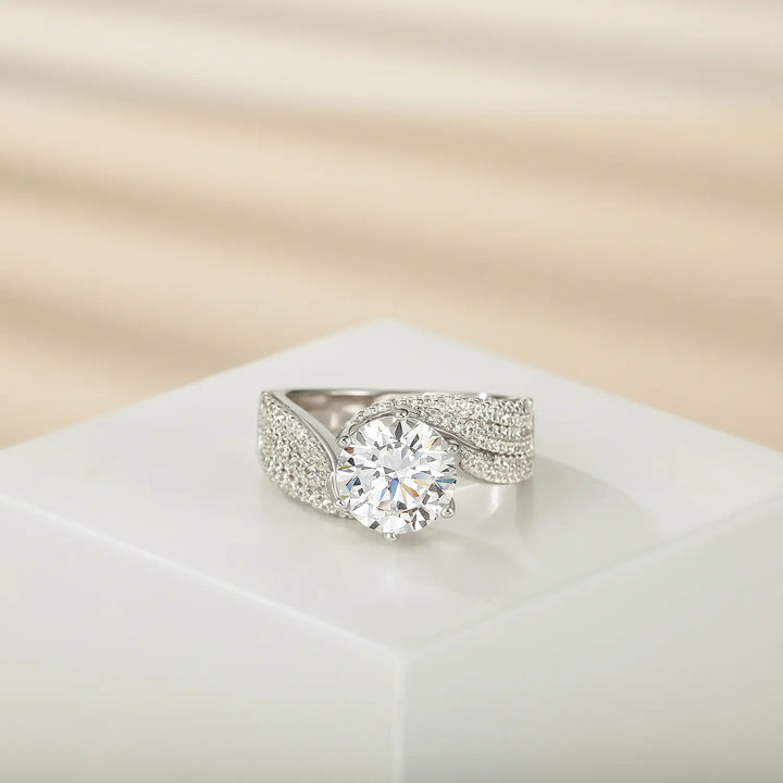 3CT round cut classic engagement rings with Moissanite 