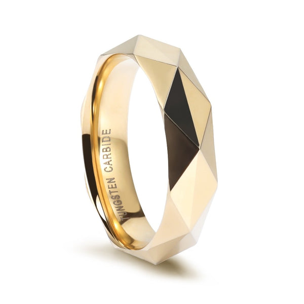 Faceted Tungsten Ring 6mm Gold/Rose Gold/Silver