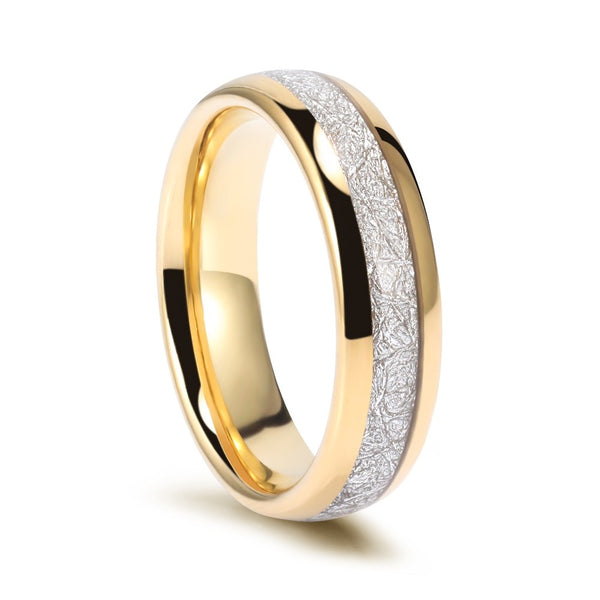 Tungsten Meteorite Wedding Bands Gold Plated