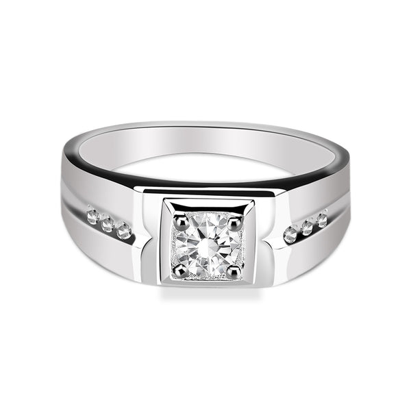 Mens Engagement Rings Sterling Silver Rings Inlaid Cubic Zirconia