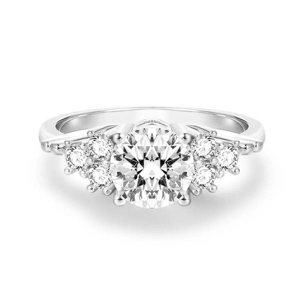 1.5CT Floral Cluster Round Moissanite Engagement Ring
