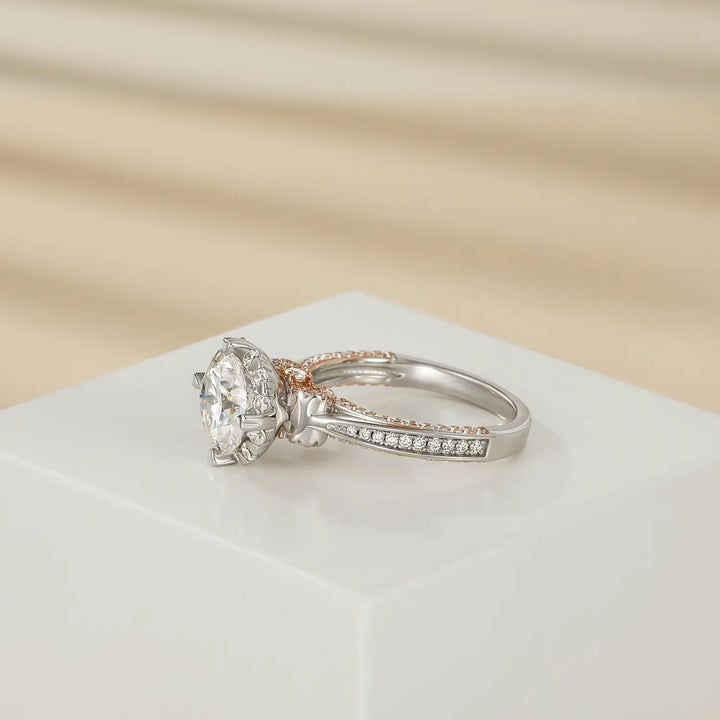 Side view of 3ct classic engagement ring with Moissanite affordable