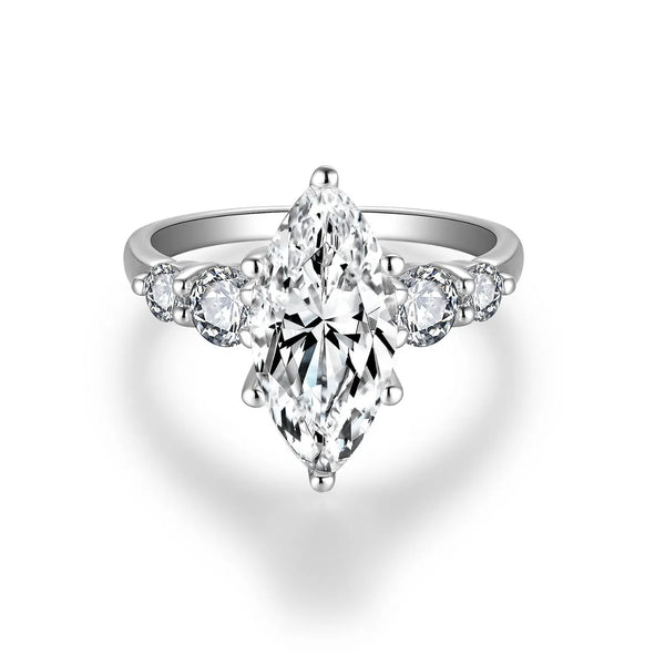 3CT D Color Moissanite Marquise Cut Engagement Ring