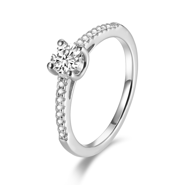 0.5CT Round Cut Moissanite Engagement Ring in Sterling Silver