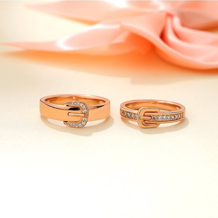 "Unending Love" Belt-Shaped Round Cut Sterling Silver Couple Rings"Unending Love" Belt-Shaped Round Cut Sterling Silver Couple Rings