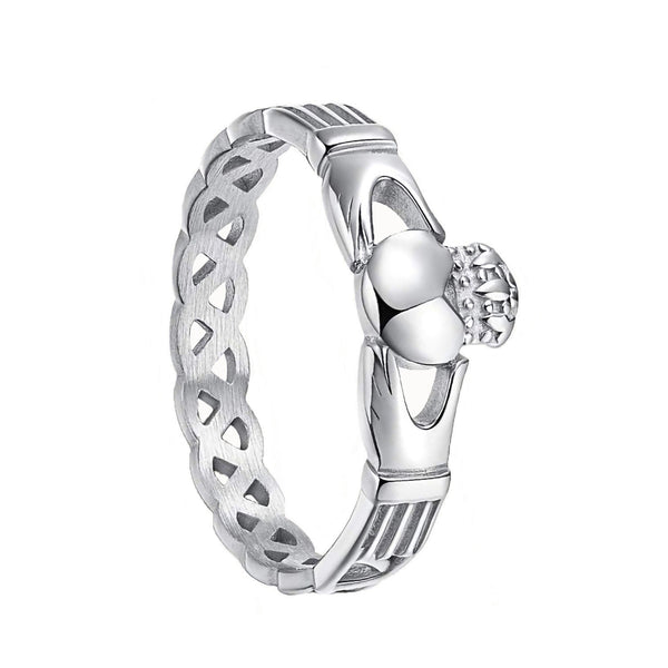 Claddagh Engagement Ring Celtic Knot Crown Stainless Steel Promise Rings