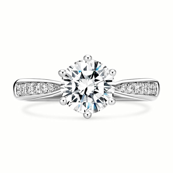 Classic Moissanite Six Prong Engagement Ring for Women