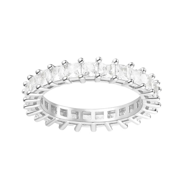 4mm Princess Wedding Band Eternity Ring in Sterling Silver Light Luxury