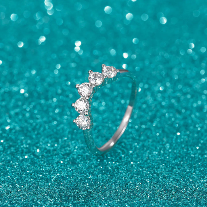 5 stone moissanite stackable wedding band ring