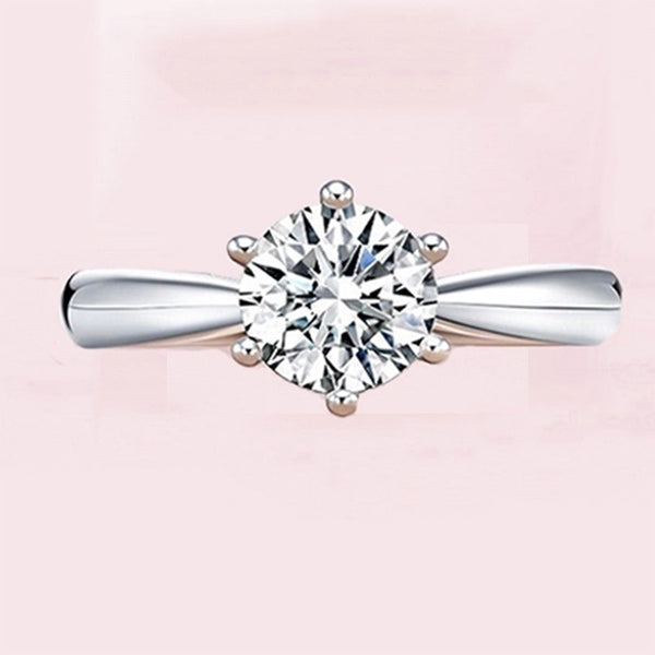 Classic Moissanite Crown Silver Engagement Ring for Women