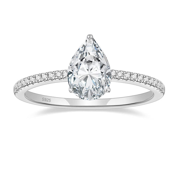 925 Silver 2CT Pear Shaped Moissanite Engagement Ring