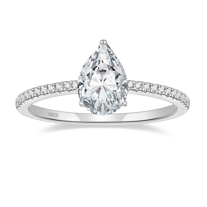 925 Silver 2CT Pear Shaped Moissanite Engagement Ring