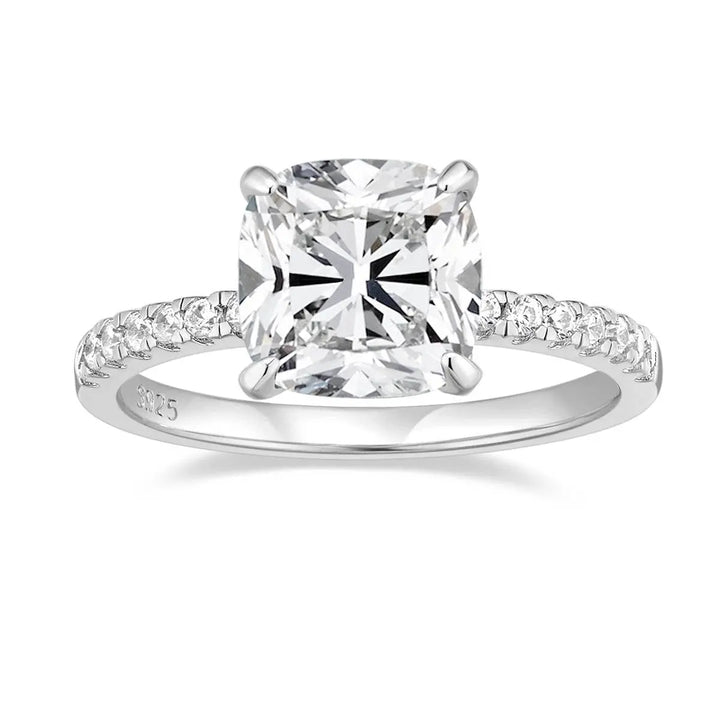 925 Silver 3.5CT Moissanite Engagement Ring, 3.5CT ring, 3.5 carat engagement ring, 3.5 CT pave engagement ring