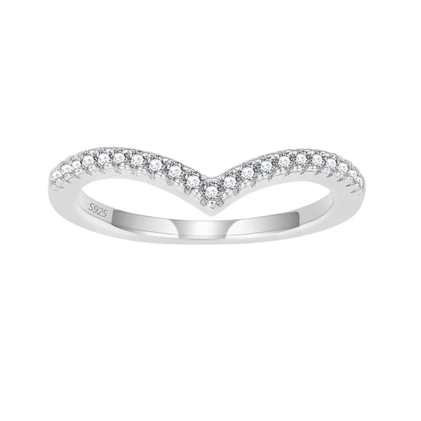 925 Sterling Silver Rings with Cz V Shaped