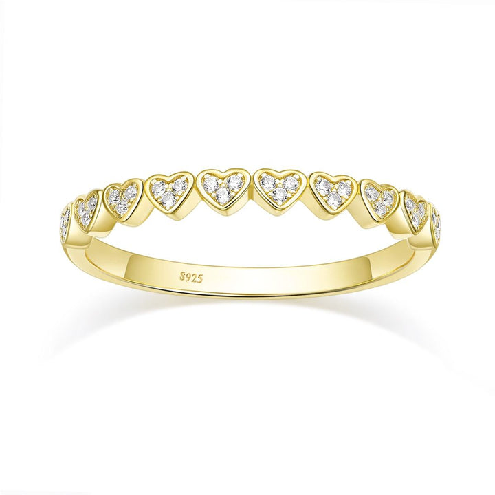 925 sterling silver heart shaped moissanite wedding band