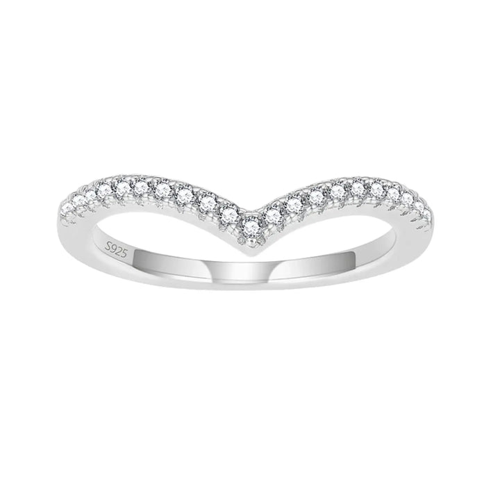 925 sterling silver rings with cz v shaped