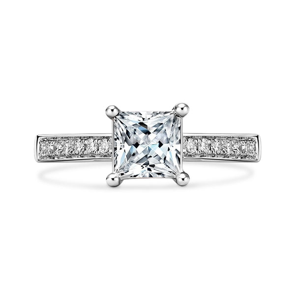 Fashionable Princess Square Moissanite Engagement Ring for Women