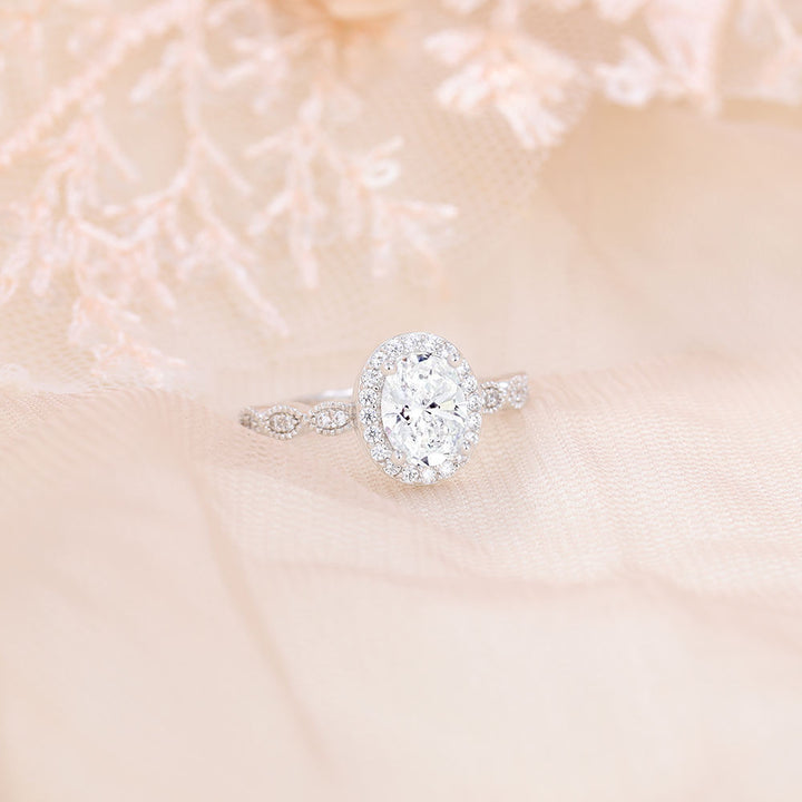 Affordable 1.5CT oval moissanite wedding ring sets