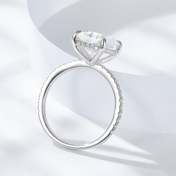 Affordable 4 carat  Radiant hidden halo ring