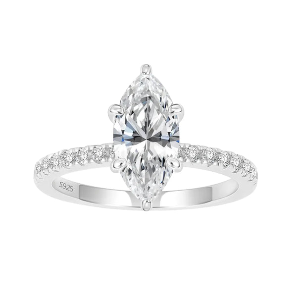 dazzling 2ct marquise moissanite ring with half pavé band
