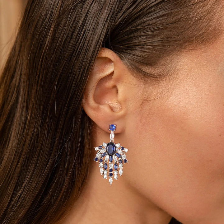 Blue & White Sapphire Jewelry Set in Sterling Silver