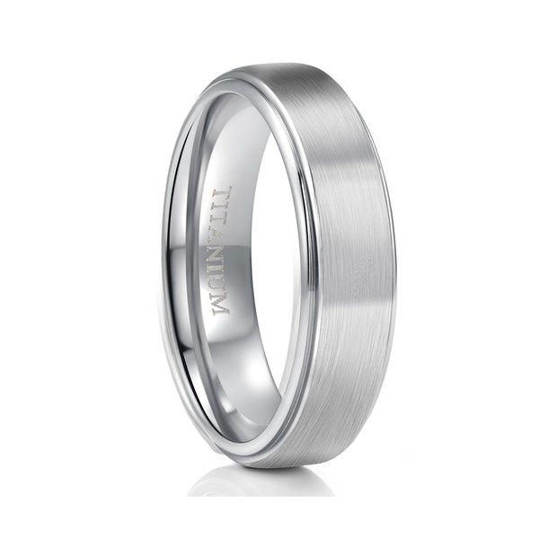 Unisex Titanium Wedding Bands with Stepped Edge