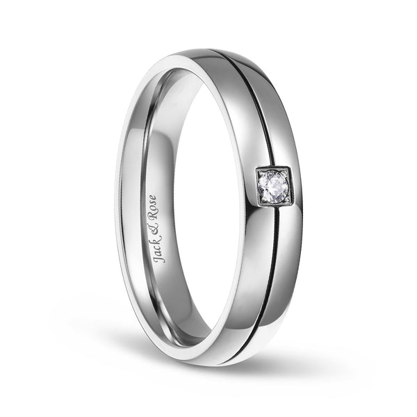 Silver and CZ Titanium Wedding Engagement Band Sets for Men 5mm