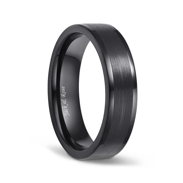 Black Titanium Rings 6mm with Flat Brushed Comfort Fit