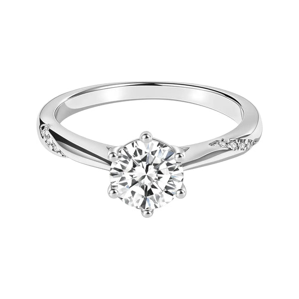 Classic Six-prong Moissanite/High Carbon Diamond S925 Sterling Silver Engagement Ring