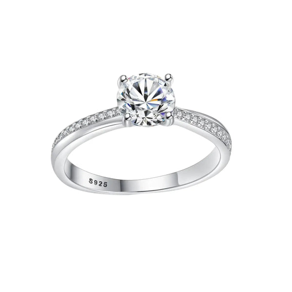 Cubic Zirconia Solitaire Rings Sterling Silver Band Rings
