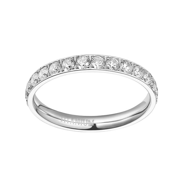 Cubic Zirconia 3mm Titanium Rings for Women