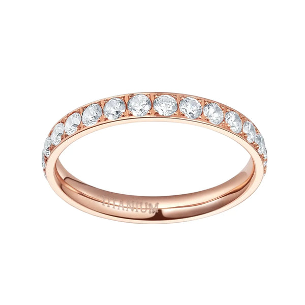 Titanium Engagement Rings for Women with Cubic Zirconia 3mm Eternity Ring