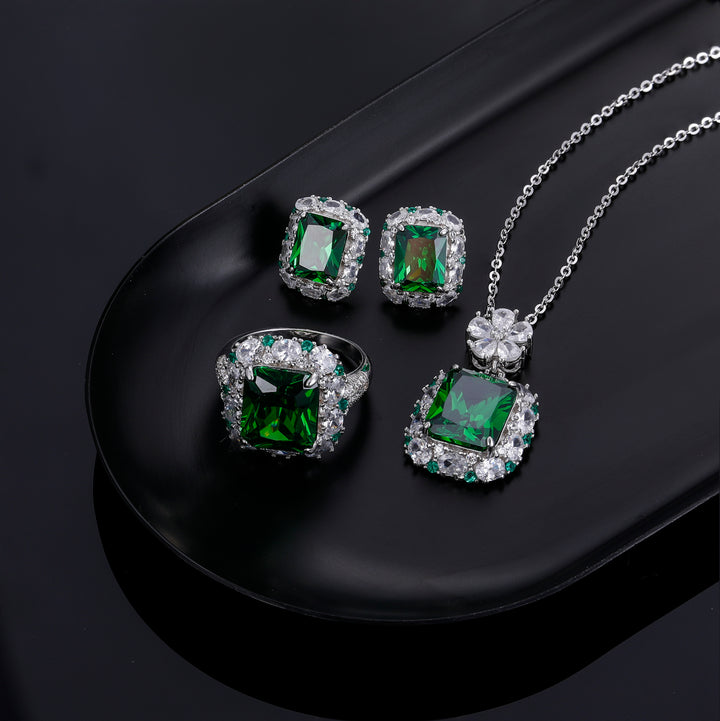 emerald jewelry set, emerald set jewelry, emerald ring, emerald earring, emerald necklace