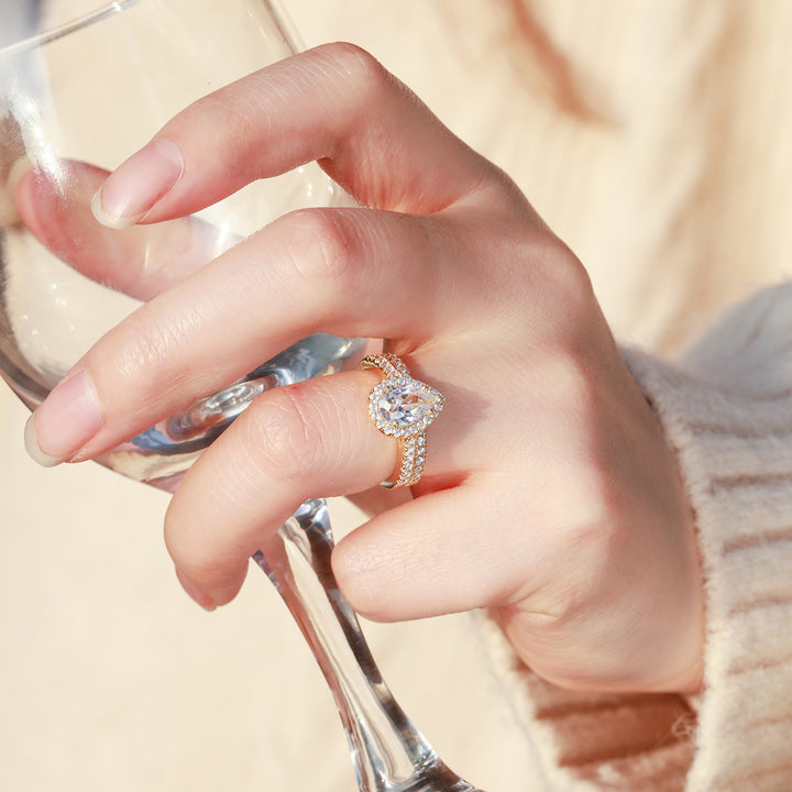 Gold 1.5CT engagement ring on hand