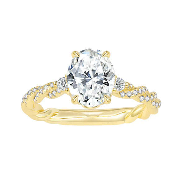 Gold 2 Carat Oval Gold Moissanite Engagement Rings