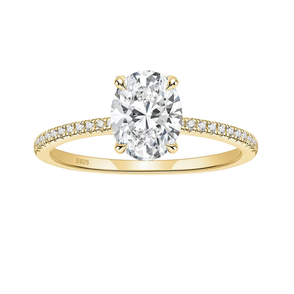 Gold 3CT 925 Silver Engagement Oval Cut Moissanite Ring