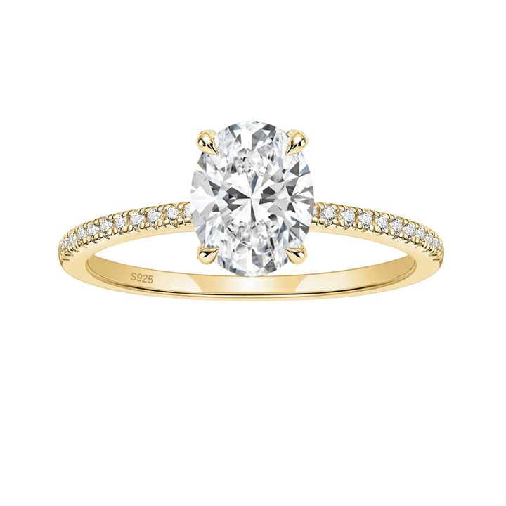 Gold 3CT 925 Silver Engagement Oval Cut Moissanite Ring